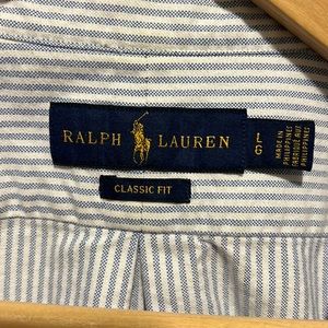 Ralph Lauren dress shirt, classic fit, Large, blue and white, clean